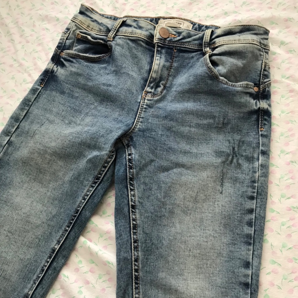 EightyTwo Denim Acid Wash Skinny Ankle Jeans Size 5 Pockets Light Blue